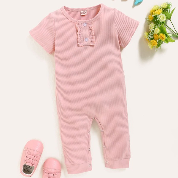 

Baby Girl Rib-knit Solid Jumpsuit, Pink