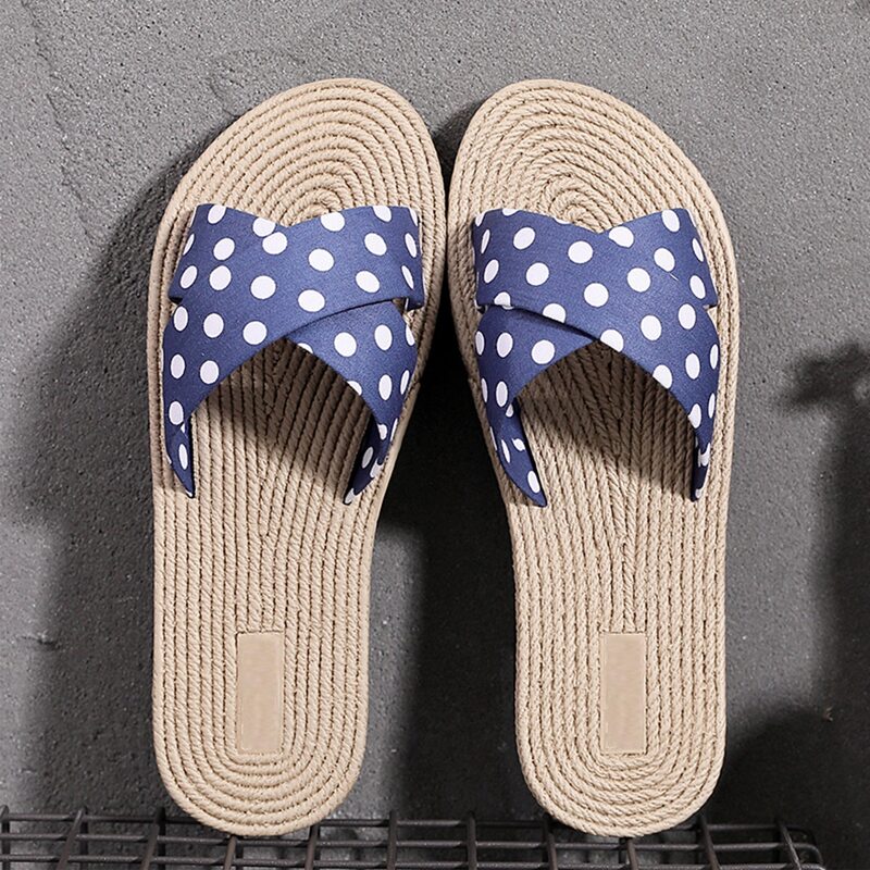 

Polka Dot Cross Strap Sliders, Navy