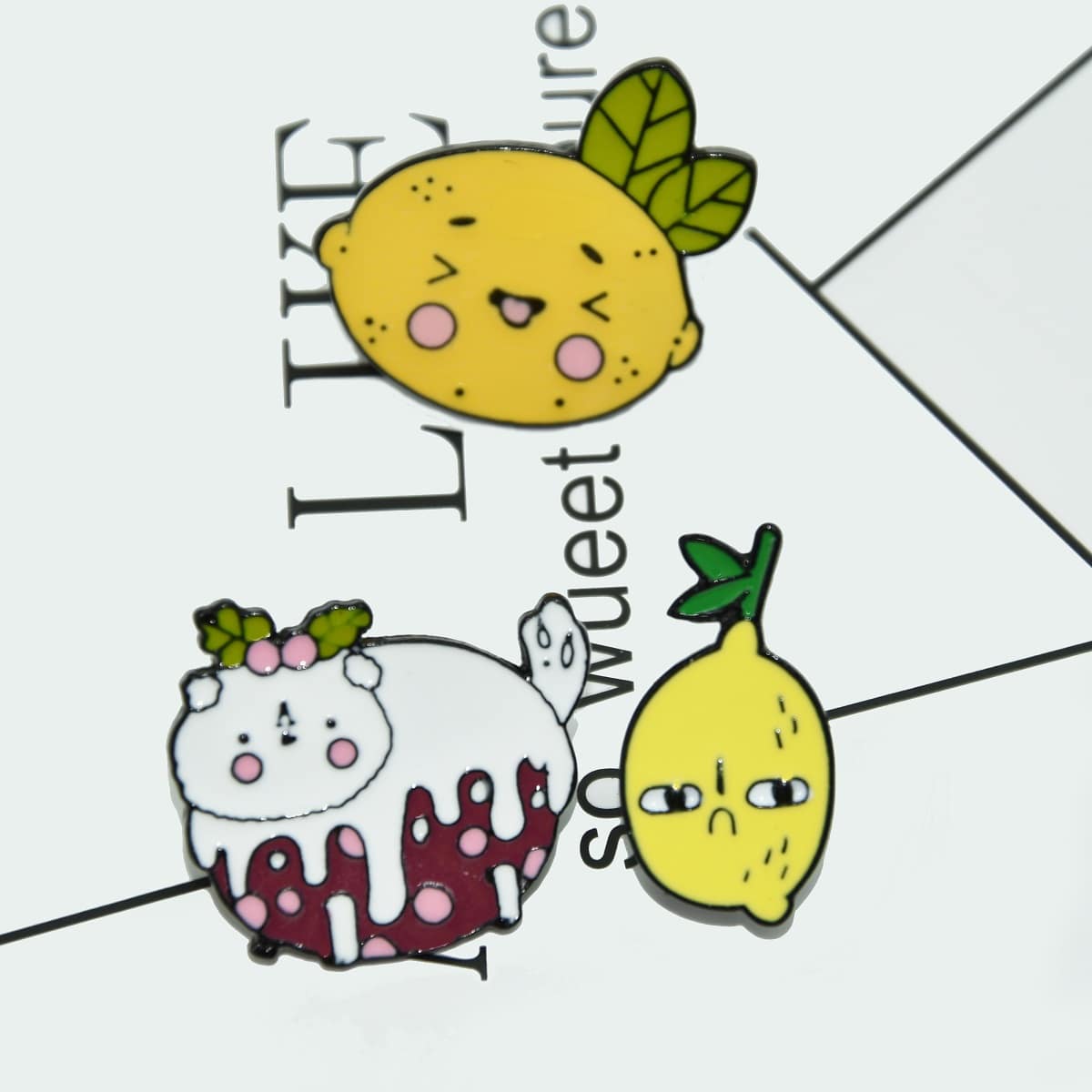 

3pcs Lemon Design Brooch, Multicolor