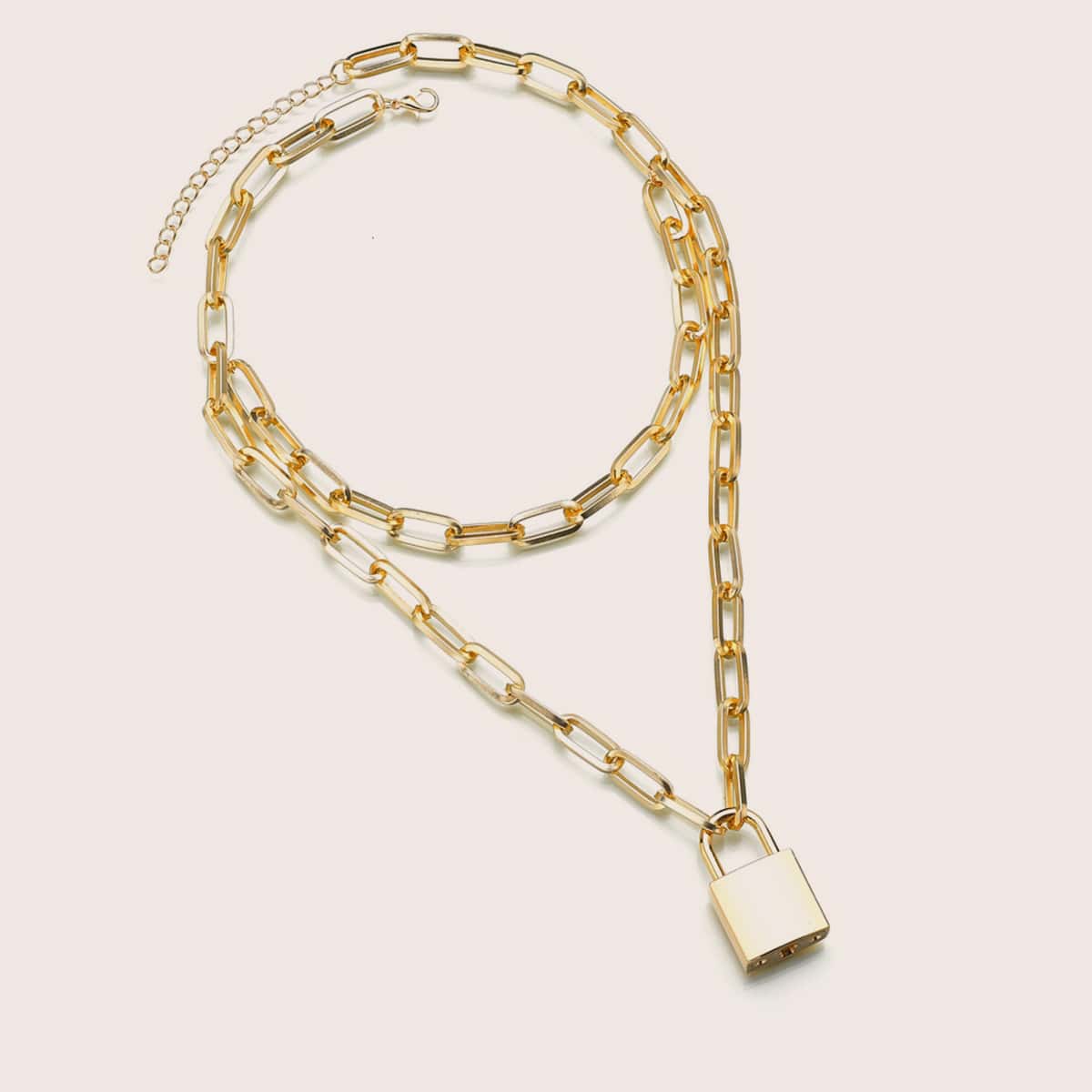 

Guys Lock Charm Necklace, Gold