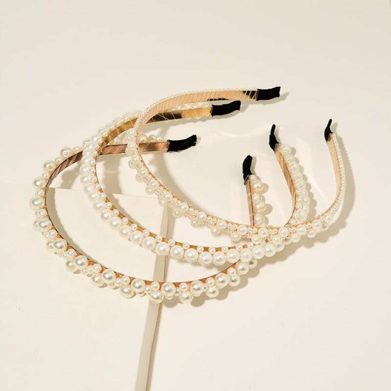 

3pcs Faux Pearl Hair Hoop, White