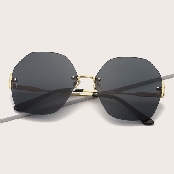 

Geometric Rimless Sunglasses, Black