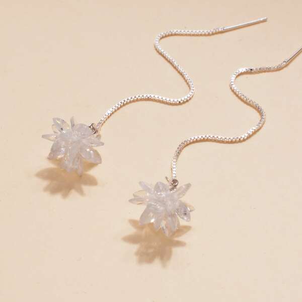 

Floral Drop Earrings, Silver
