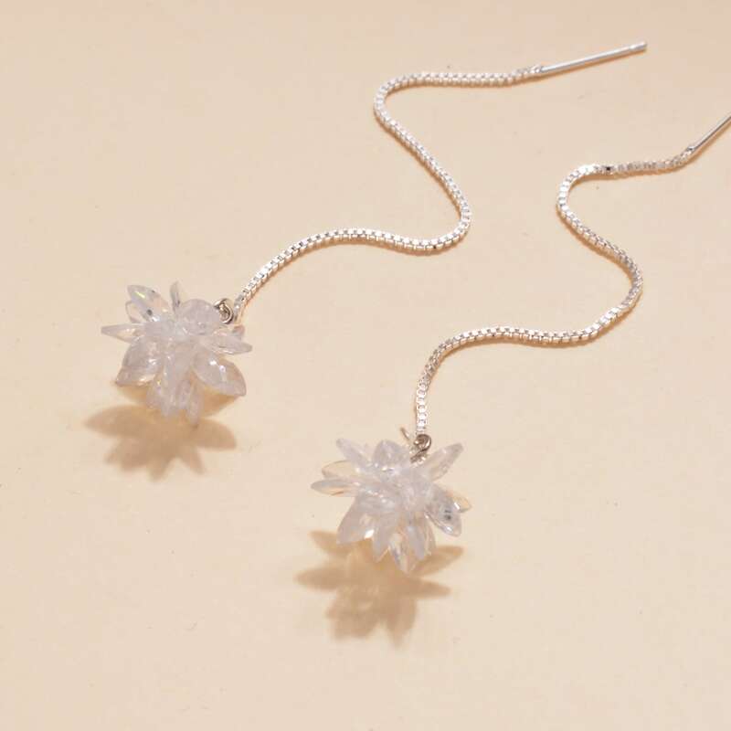 

Floral Drop Earrings, Silver