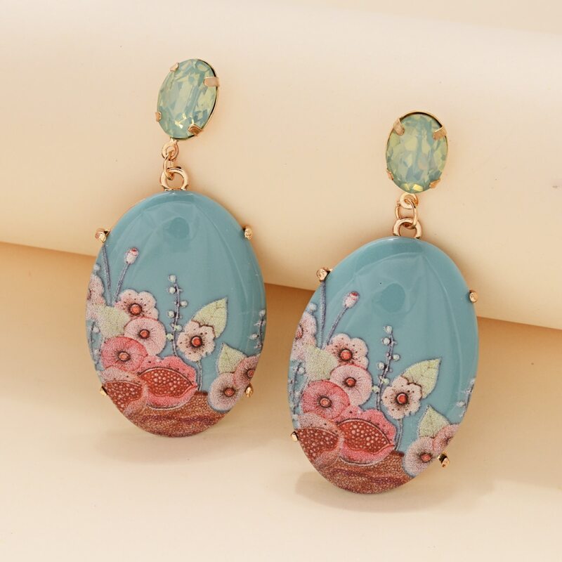 

Floral Pattern Drop Earrings, Multicolor
