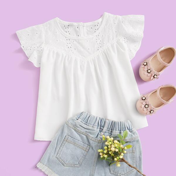 

Toddler Girls Eyelet Embroidered Blouse, White