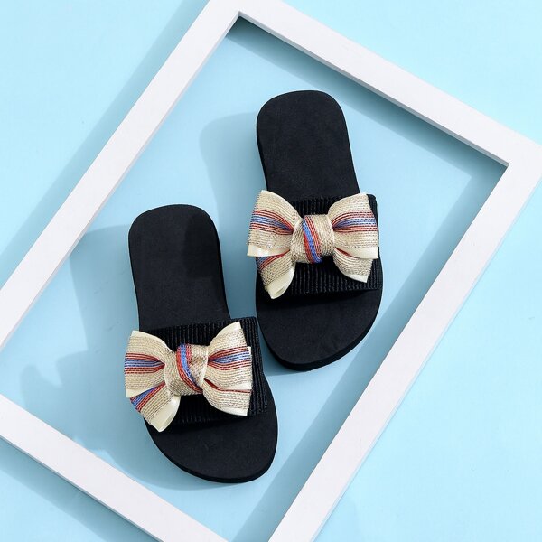 

Toddler Girls Bow Decor Sliders, Multicolor