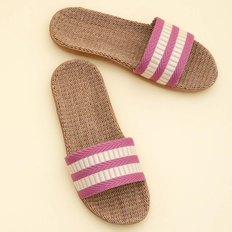 

Open Toe Colorblock Braided Sliders, Multicolor
