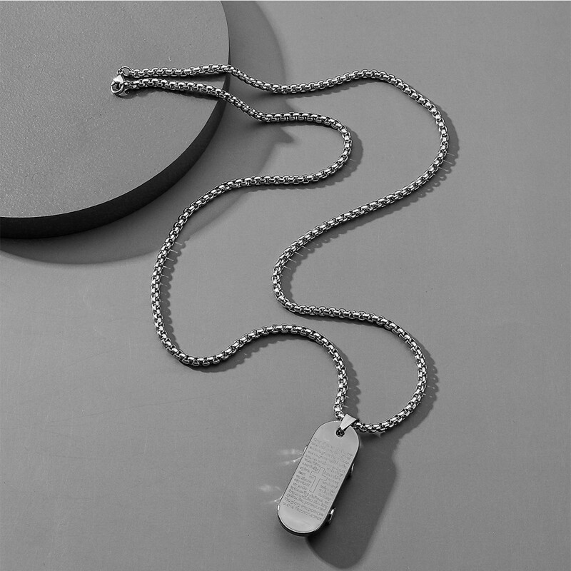 

Guys Skateboard Charm Necklace, Silver