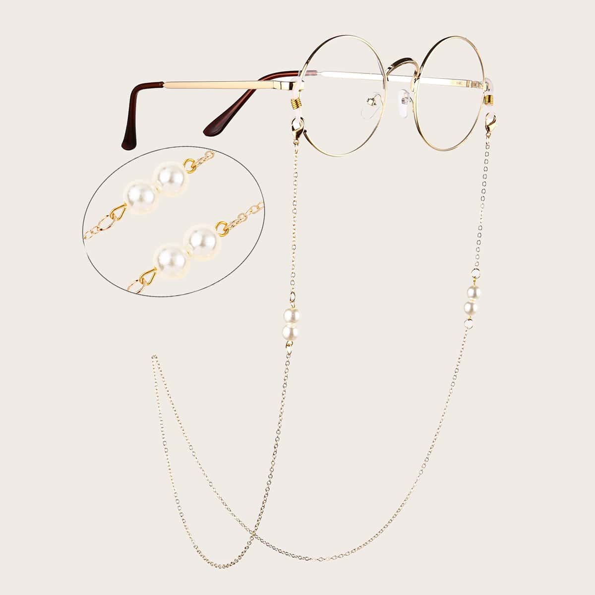 

Faux Pearl Decor Glasses Chain, Gold