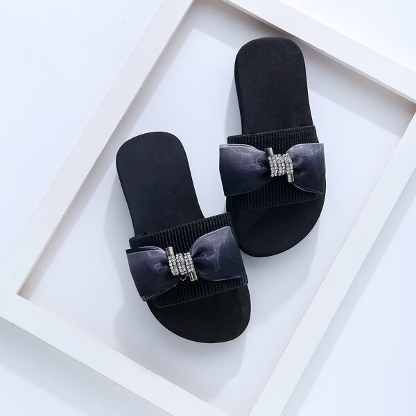 

Toddler Girls Bow Decor Sliders, Black