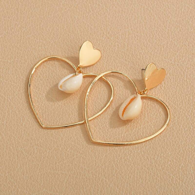 

Heart Drop Earrings, Gold