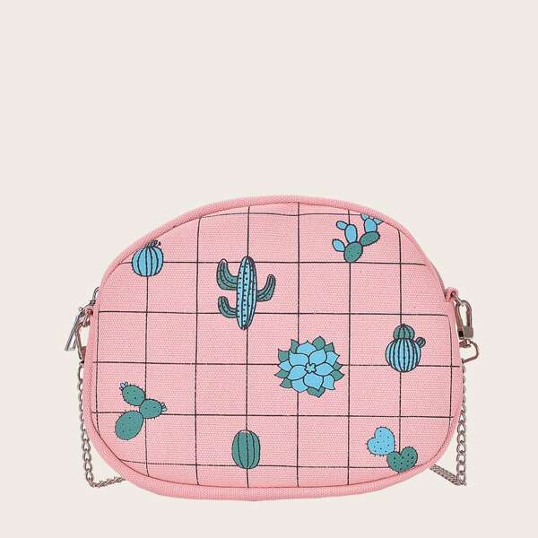 

Сумка через плечо с принтом Girls Cactus, Розовые
