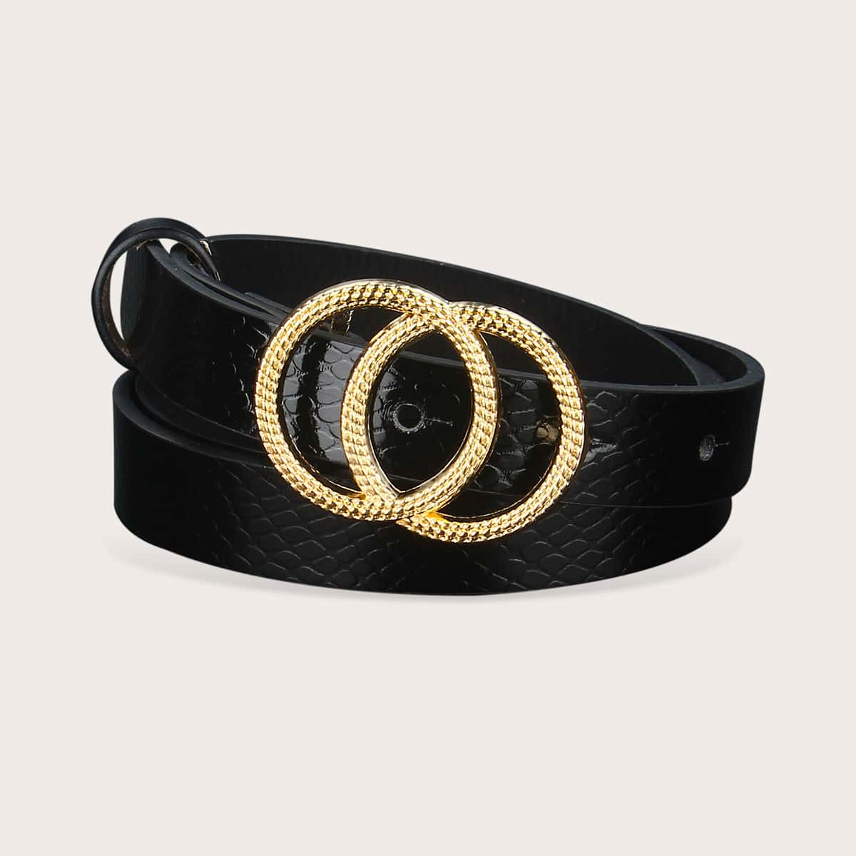 

Double O-ring Buckle Belt, Black