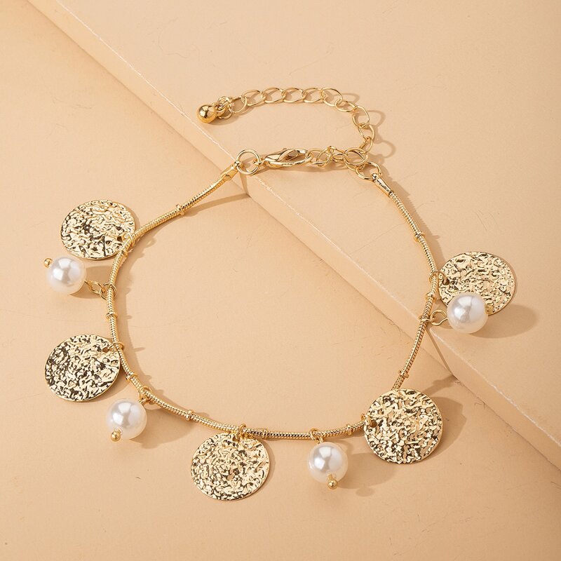 

Faux Pearl Decor Bracelet, Gold