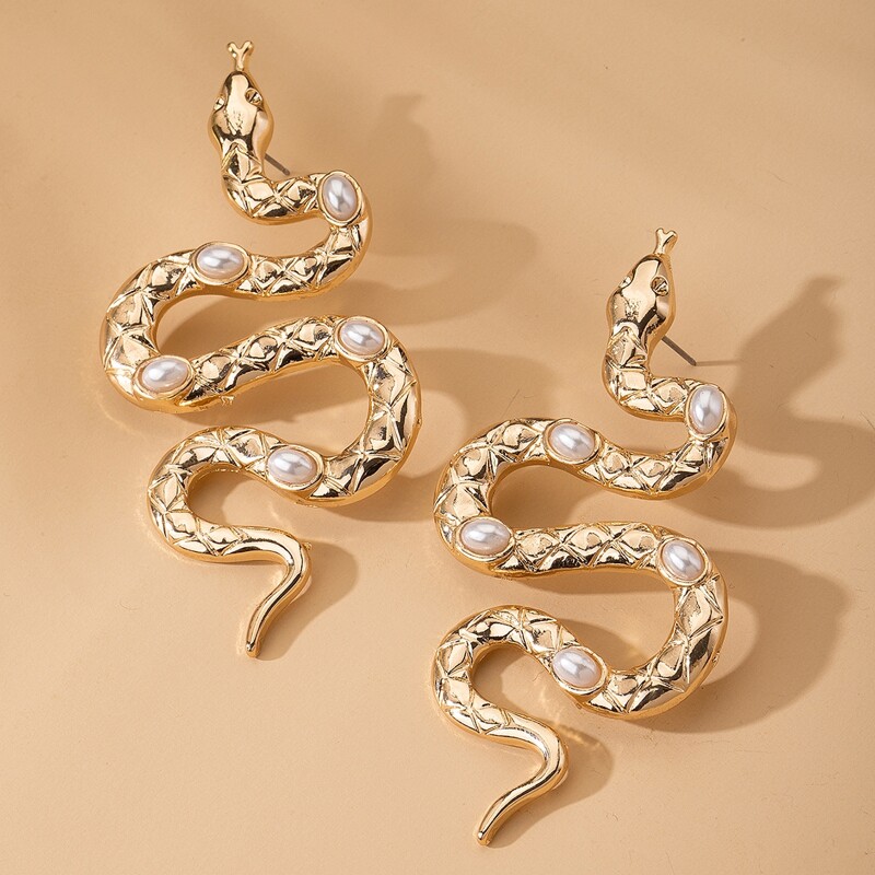 

Serpentine Stud Earrings, Gold
