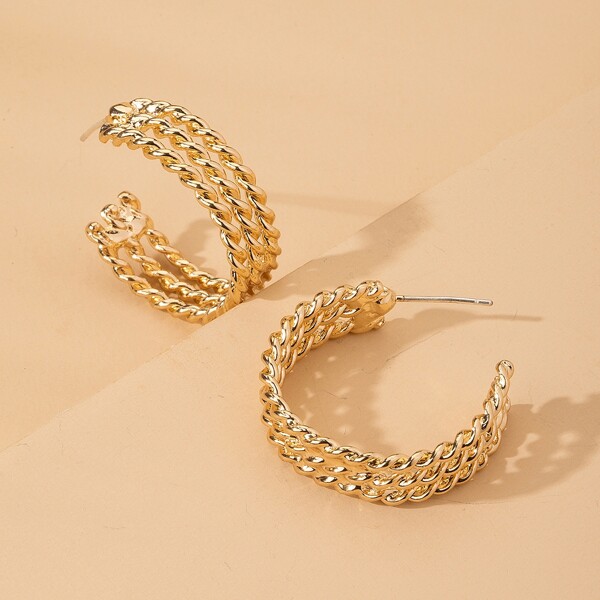 

Chain Cuff Hoop Earrings, Gold