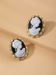 花纹浮雕耳钉 - 彩色 - 查看 3