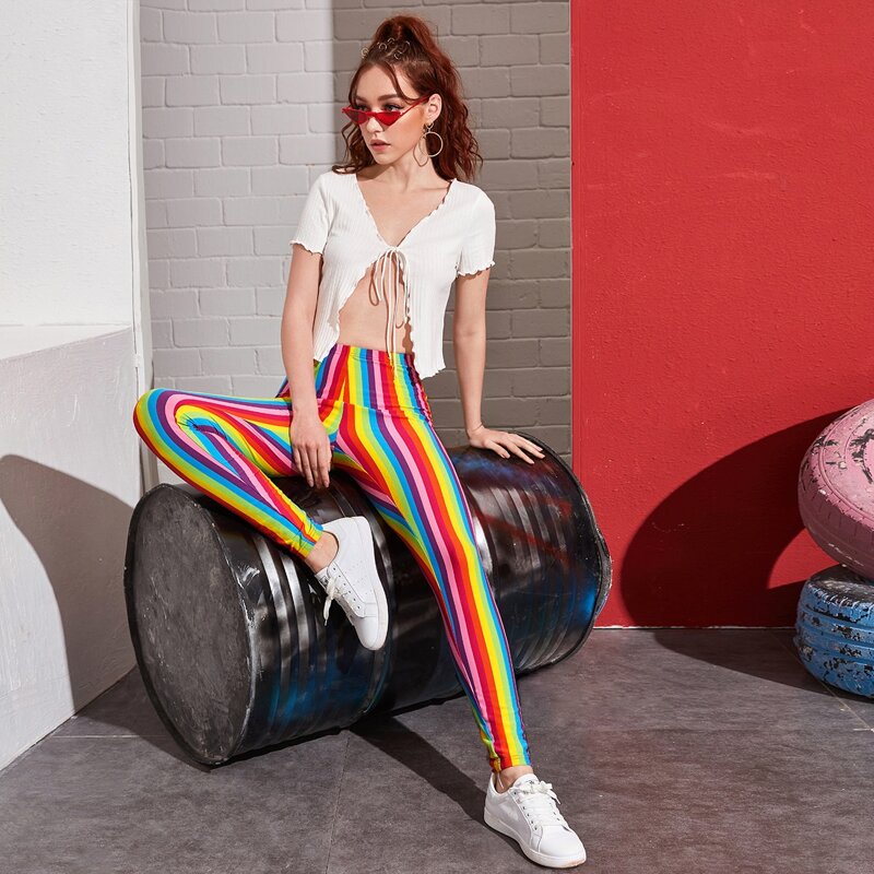 

Rainbow Striped Leggings, Multicolor