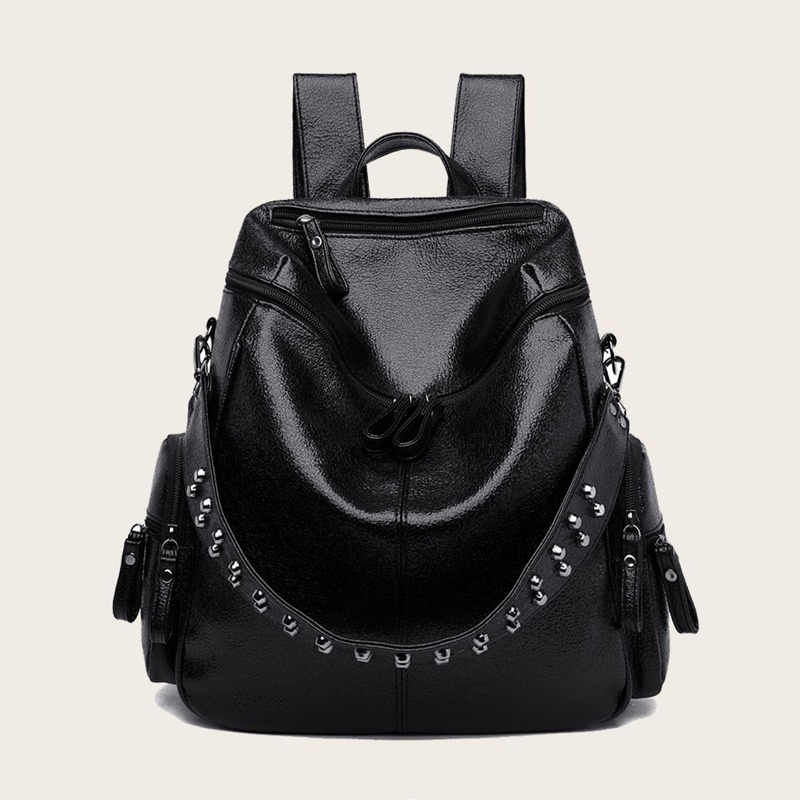 

Spiked Decor Backpack, Black