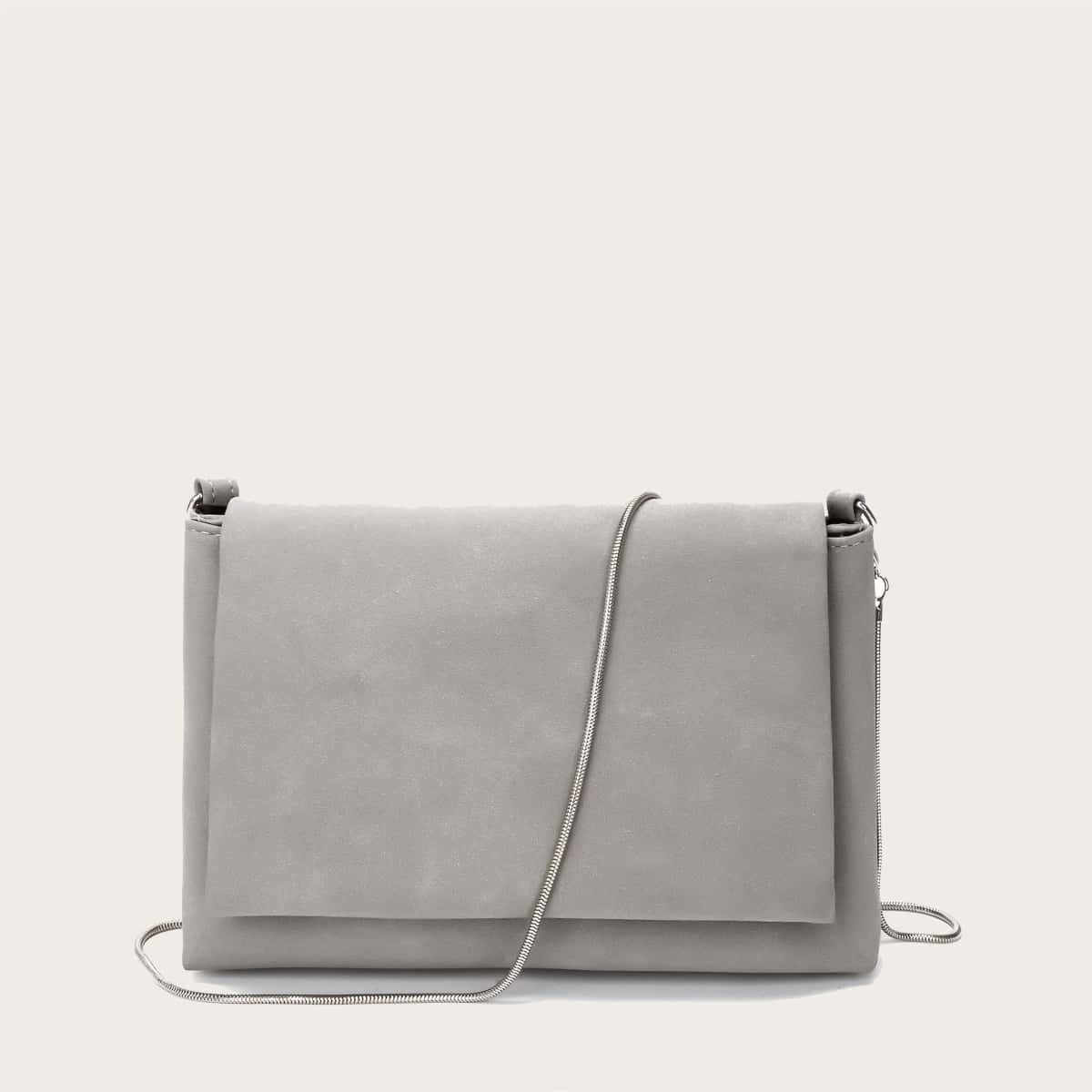 

Minimalist Flap Crossbody Bag, Grey