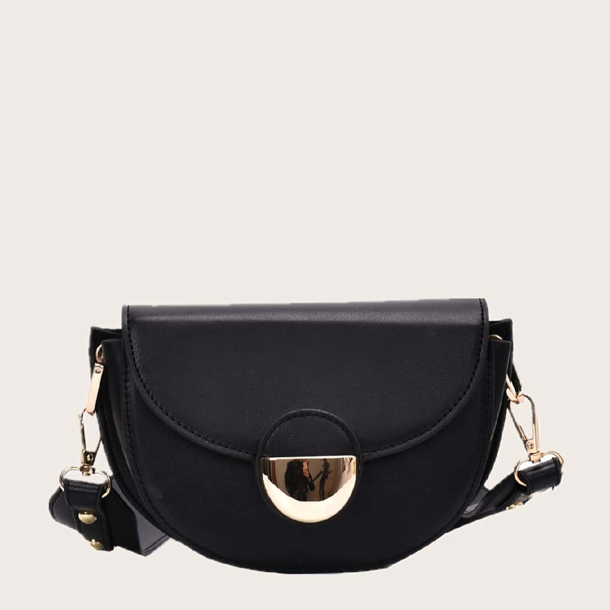 

Semicircle Flap Crossbody Bag, Black