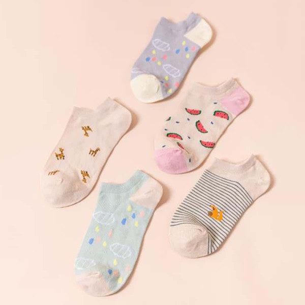 

5pairs Striped Pattern Socks, Multicolor