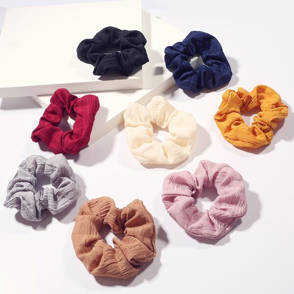 

8pcs Solid Scrunchie, Multicolor