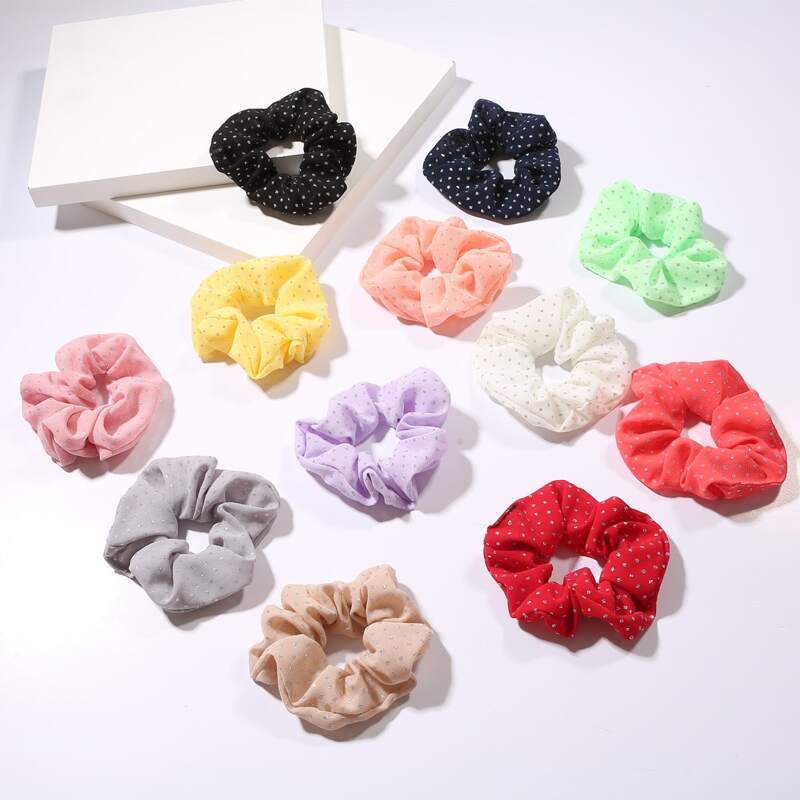 

12pcs Polka Dot Scrunchie, Multicolor