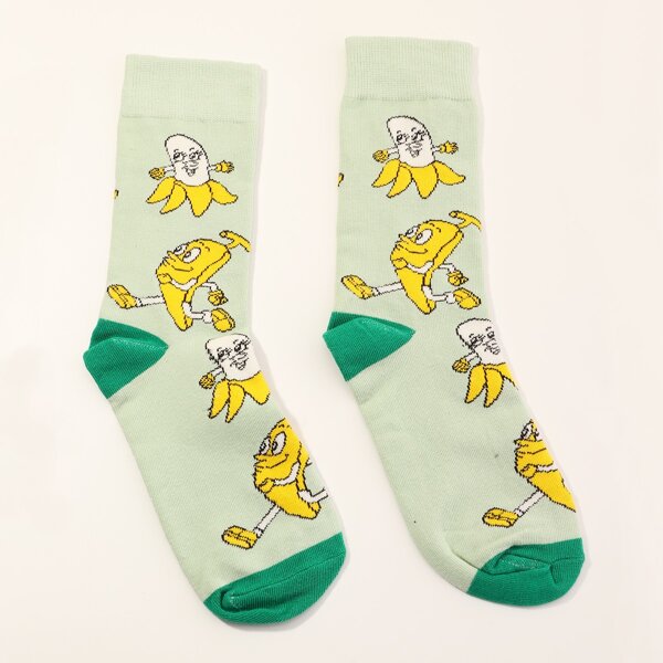 

Men Banana Pattern Socks, Green