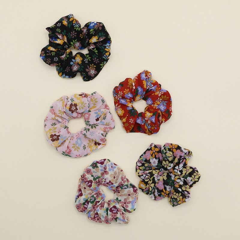 

5pcs Floral Pattern Scrunchie, Multicolor