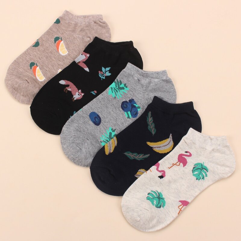 

5pairs Flamingos Pattern Socks, Multicolor