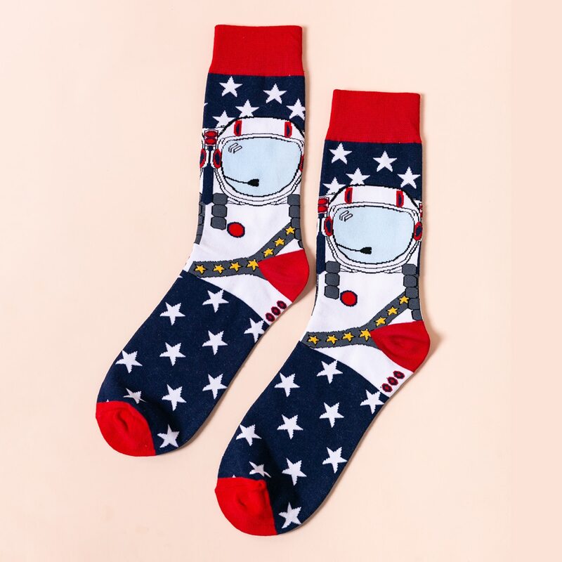 

Guys Astronaut Pattern Socks, Multicolor
