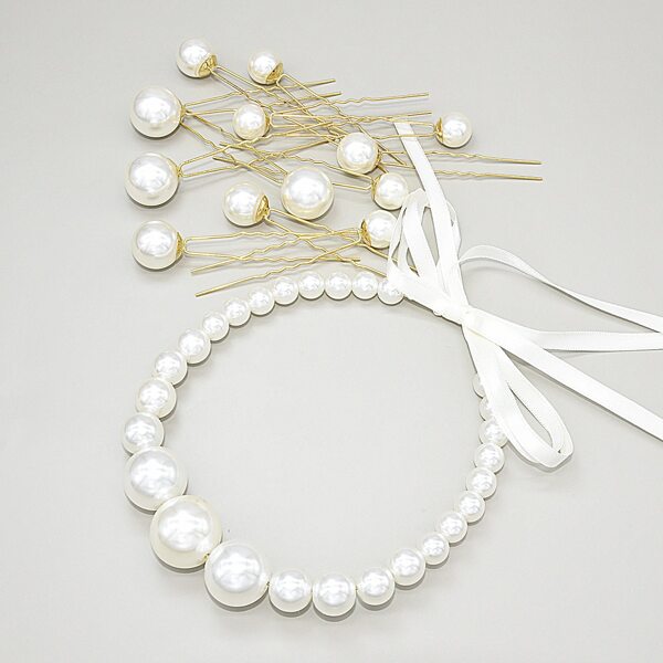 

13pcs Faux Pearl Hair Accessory, White
