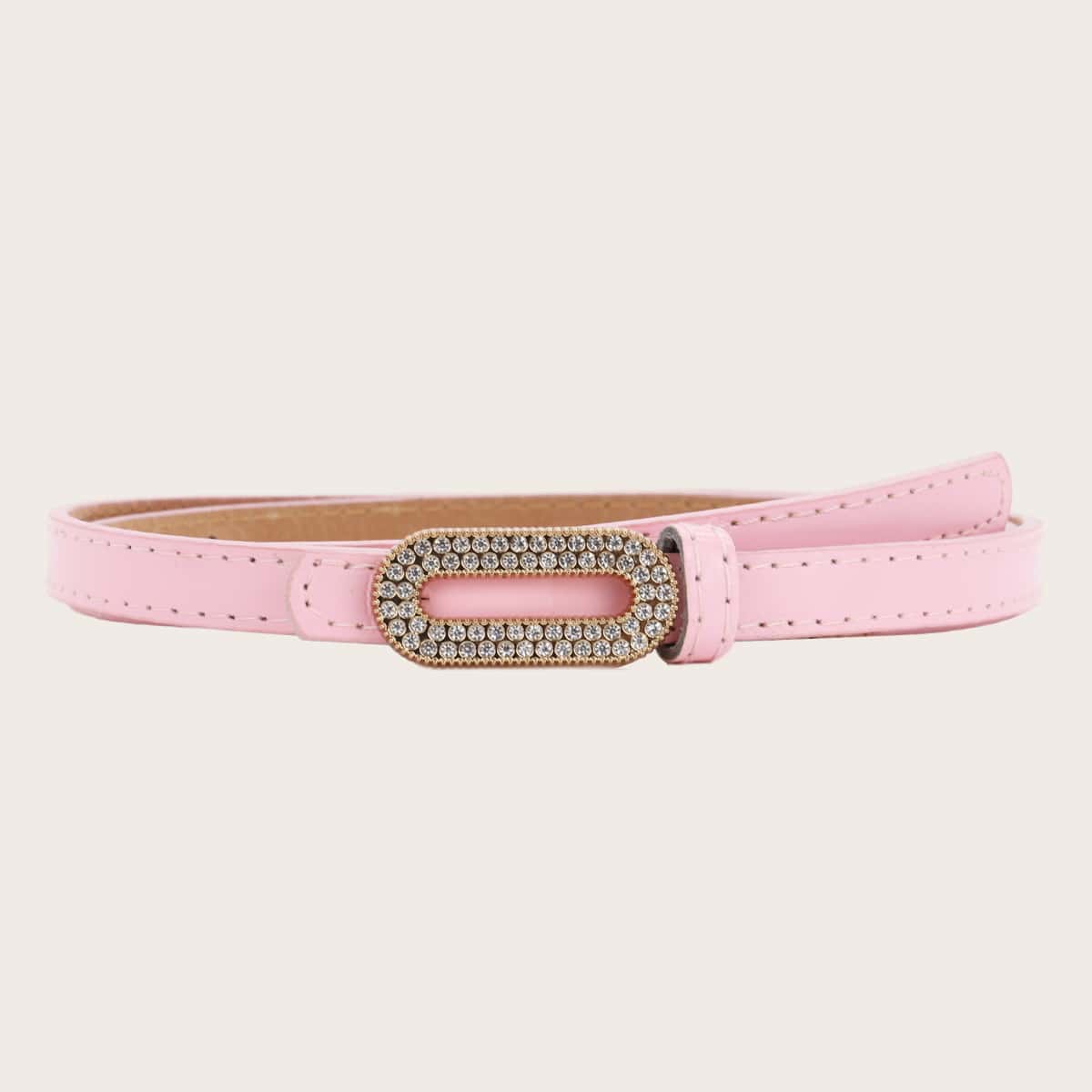 

Rhinestone Engraved Buckle Belt, Pink