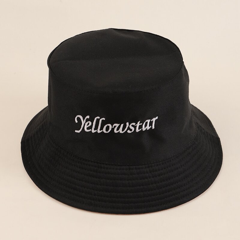 

Letter Embroidery Bucket Hat, Black