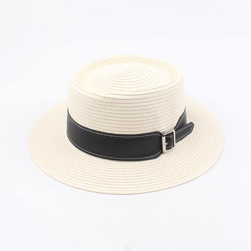 

Belt Decor Straw Hat, Beige