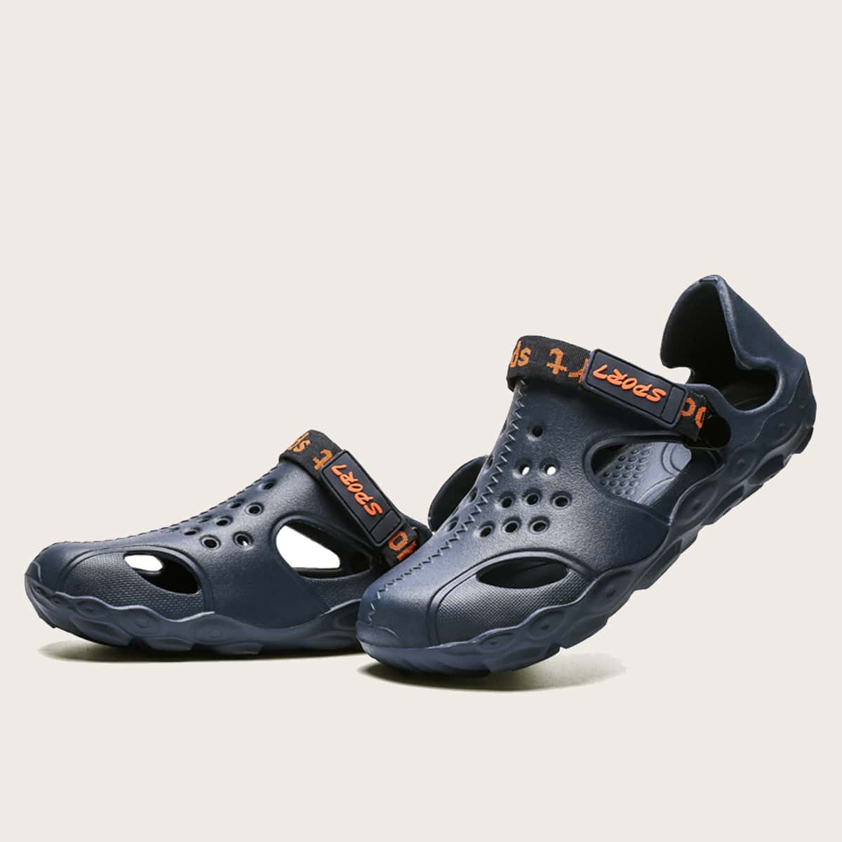 

Guys Letter Graphic Hollow-out Sandals, Navy