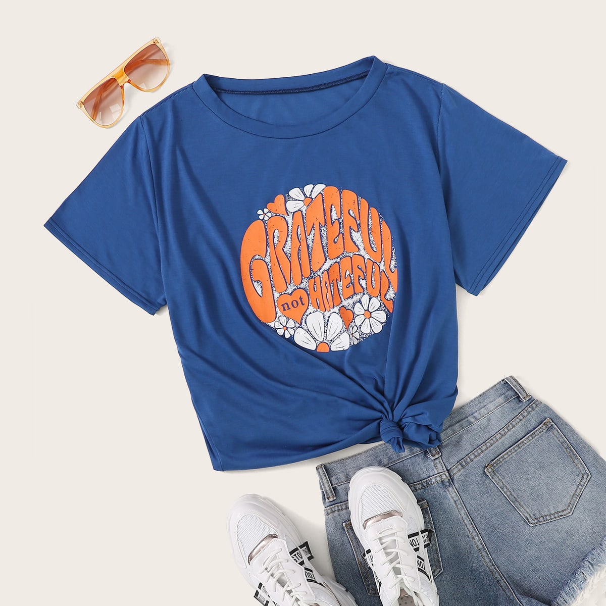 Plus Floral And Letter Graphic Tee thumbnail