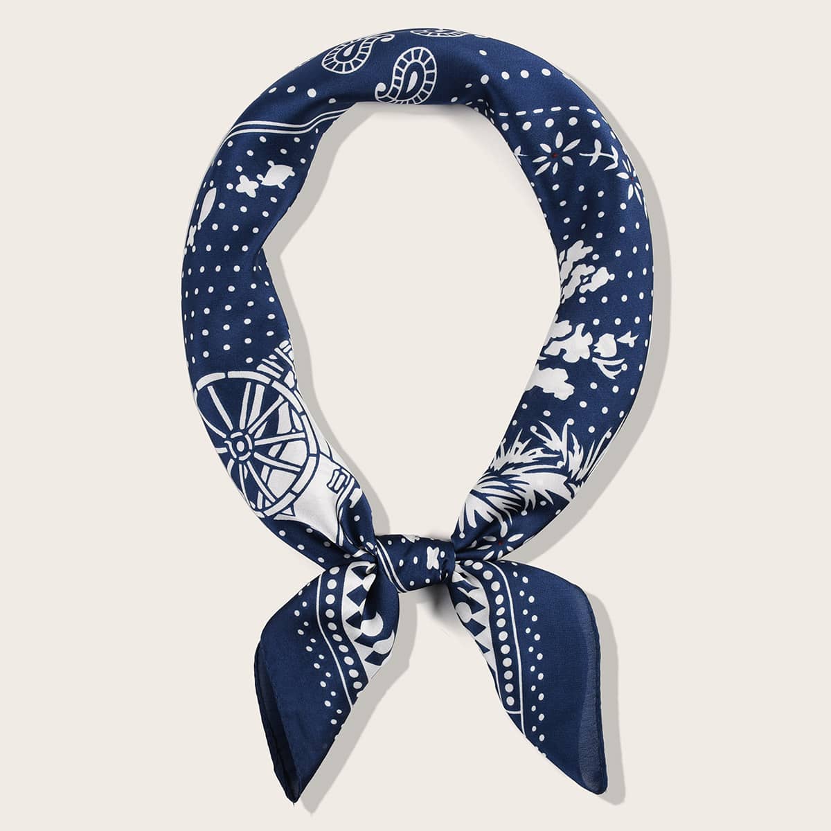 

Polka Dot Pattern Bandana, Navy blue
