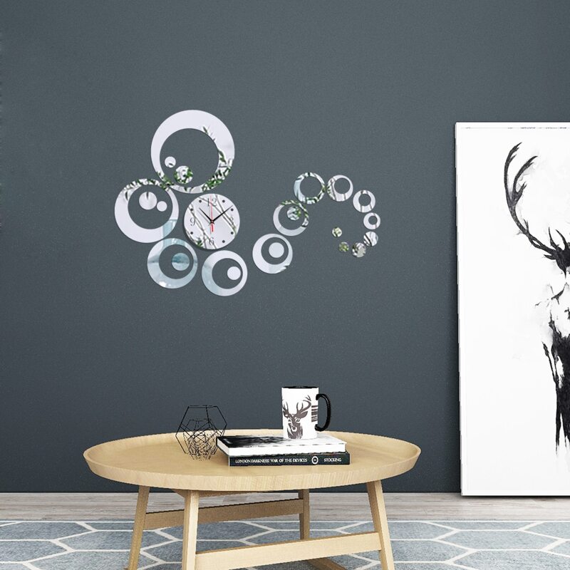 

1set Circle Mirror Surface Wall Clock, Multicolor