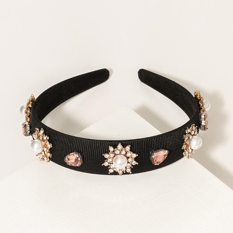 

Rhinestone Flower Decor Hair Hoop, Black