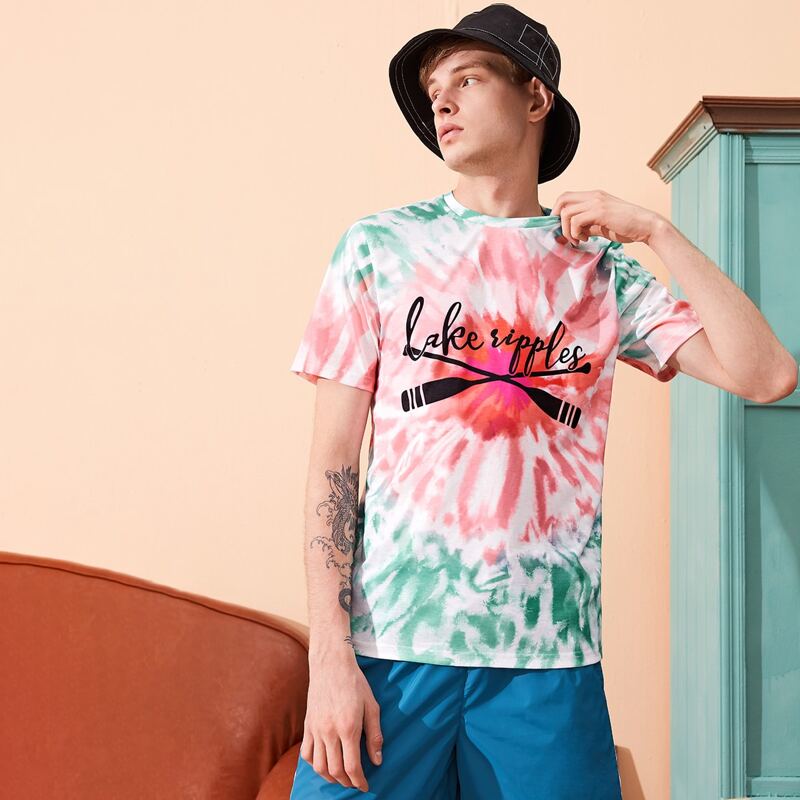 

Guys Slogan Graphic Tie Dye Tee, Multicolor