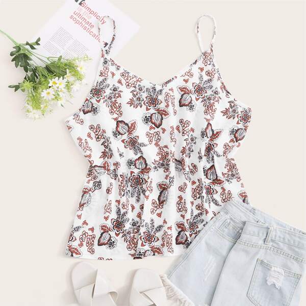 

Plus Floral Print Cami Top, Multicolor