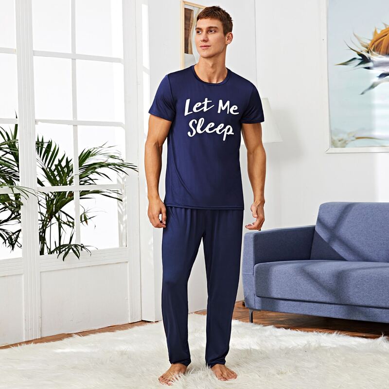 

Guys Letter Graphic PJ Set, Navy blue
