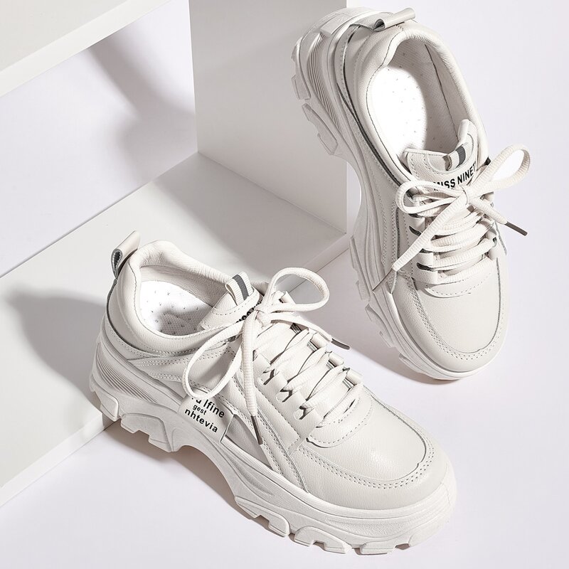 

Lace-up Front Wide Fit Chunky Sneakers, Beige
