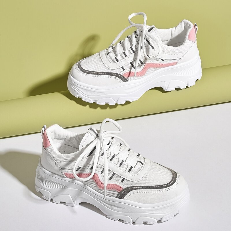 

Lace-up Front Wide Fit Chunky Sneakers, White