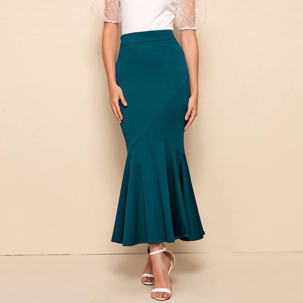 

High Waist Mermaid Skirt, Green
