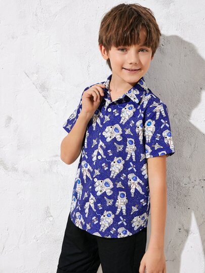boys astronaut & space print shirt