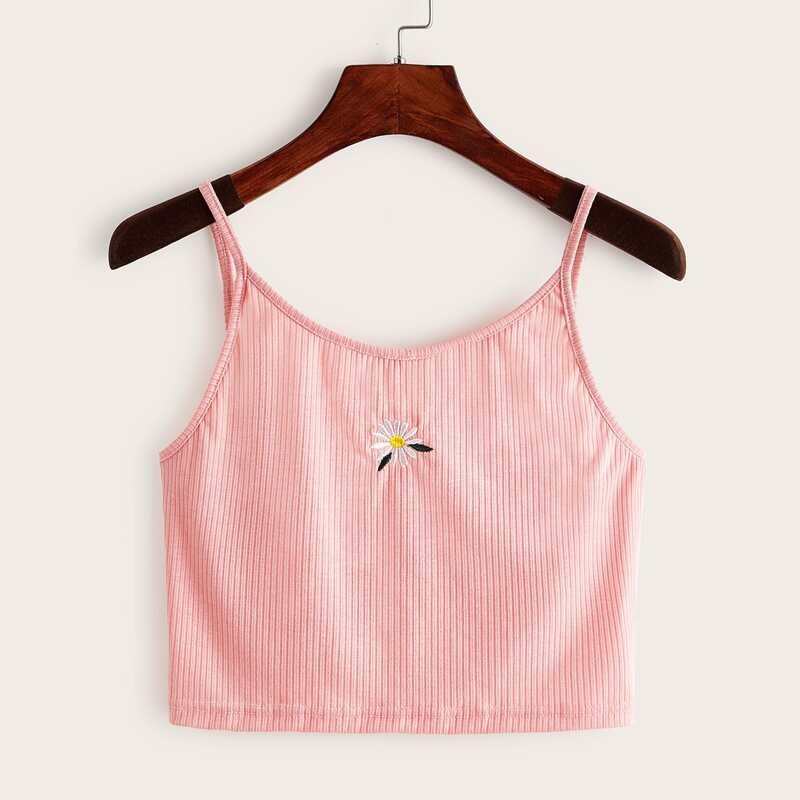 

Flower Embroidery Pink Cami